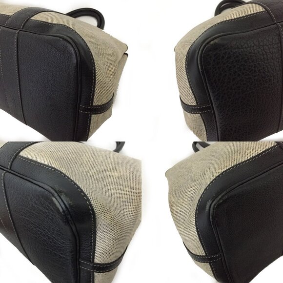 Authentic Hermes Garden Party 36 Greige with Black Leather Trim - Picture 8 of 15